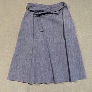 Union Made Denim Midi Wrap Skirt Blue‎ Tie Waist Pockets Equestrian Western USA